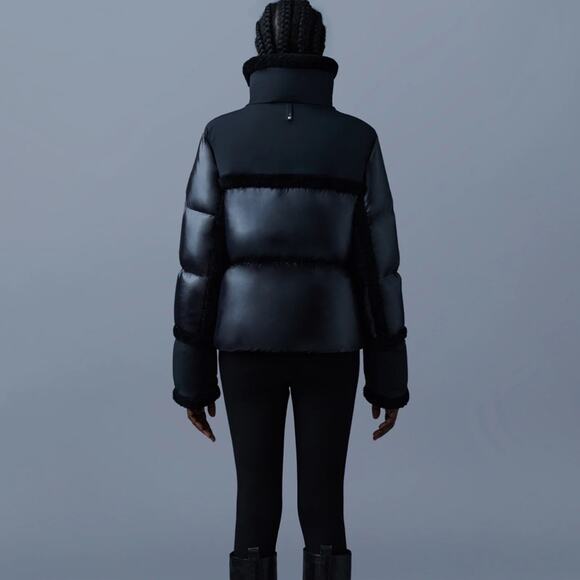Mackage MIYA lustrous light down jacket with shearling trim MEDIUM - Picture 13 of 14